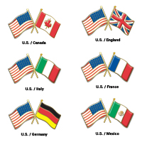 Double Flag Pins American Flag and Any Other Nation